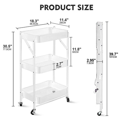 Multi-purpose foldable storage 3 shelf rack, efficient storage organization from Homesouq Qatar