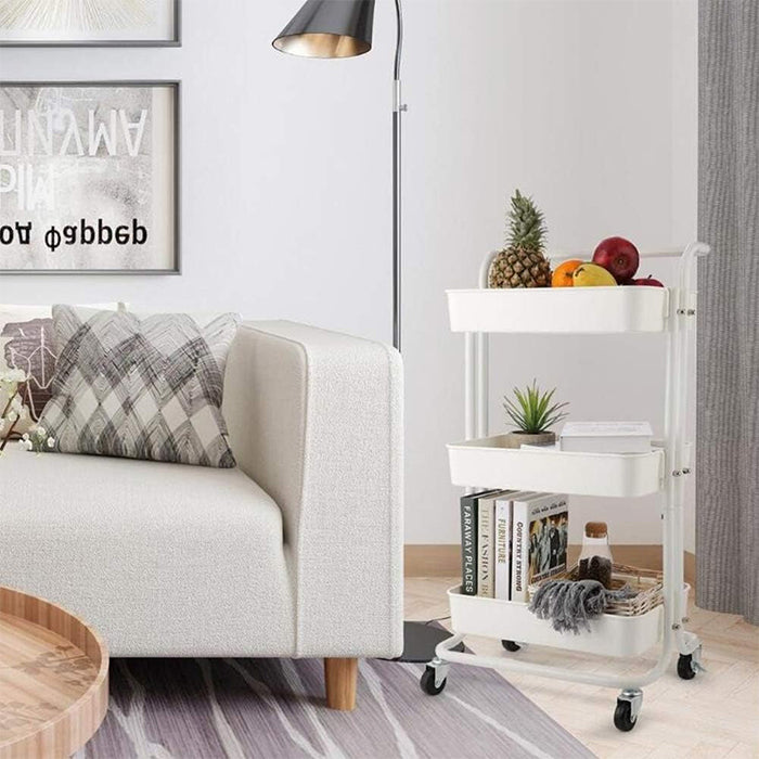 Multi Functional Versatile Rust Free Storage Trolley Cart With Handle For Home Office Use With Wheels easy installation