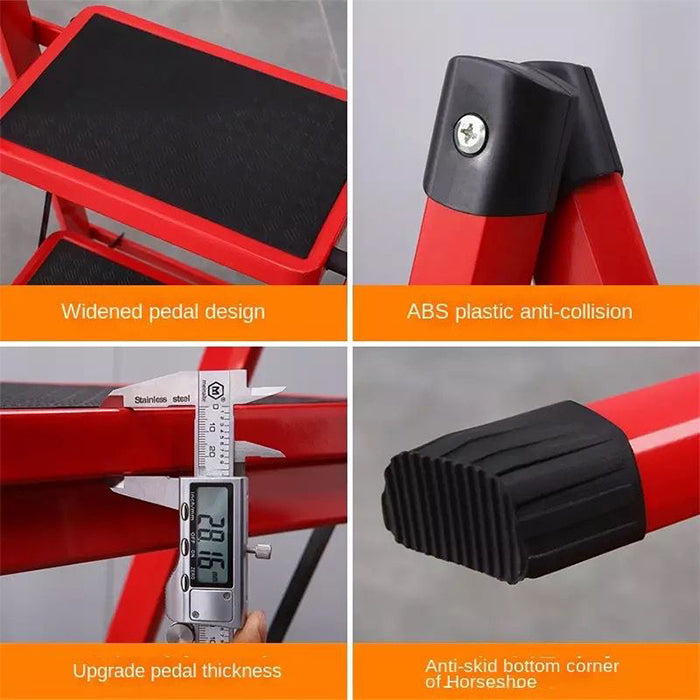 Multi Purpose 150 KG Sturdy 3 Step Folding Stool With Wide Pedals For Home Office Use ABS plastic