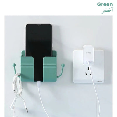 Multi Purpose Bed Side Wall Mount Mobile Phone Holder with Hook green