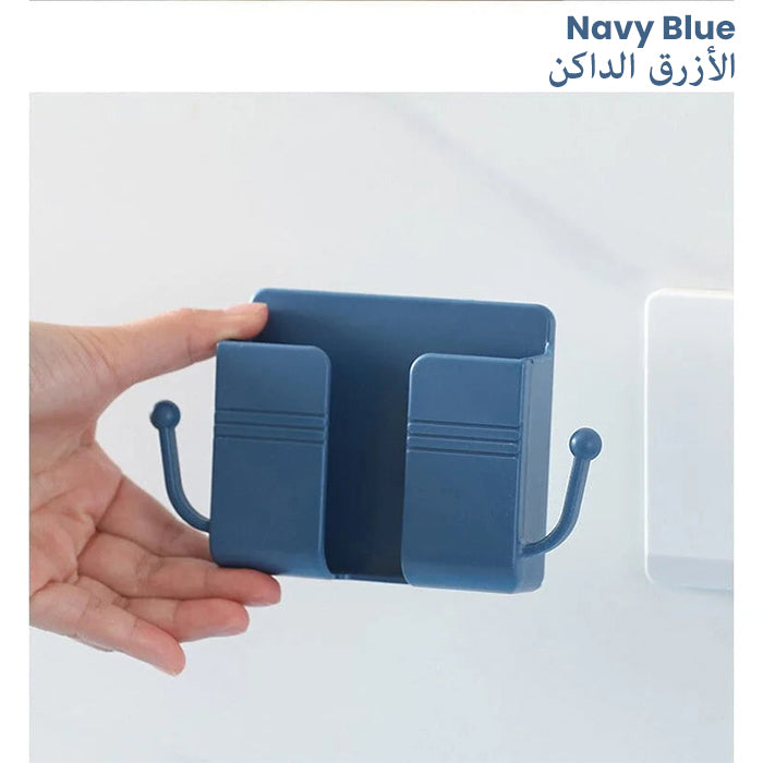 Multi Purpose Bed Side Wall Mount Mobile Phone Holder with Hook navy blue