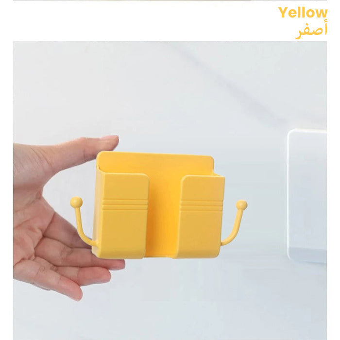 Multi Purpose Bed Side Wall Mount Mobile Phone Holder with Hook yellow