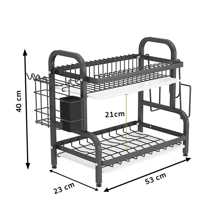 2 Tier Modern Large Dish Rack and Drain Board Set Kitchen Counter Drainer Dimensions