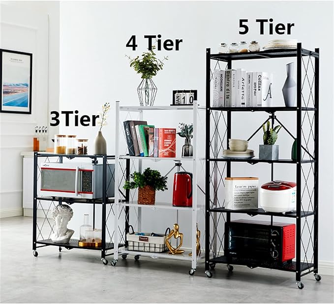 Multi Tier Foldable Storage Rack with Movable 3,4,5,tier