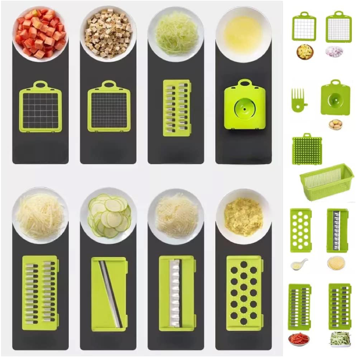 Multi functional 12 in 1 Kitchen Gadget for Vegetable Cutting With Fruit Slicer With Water Durable