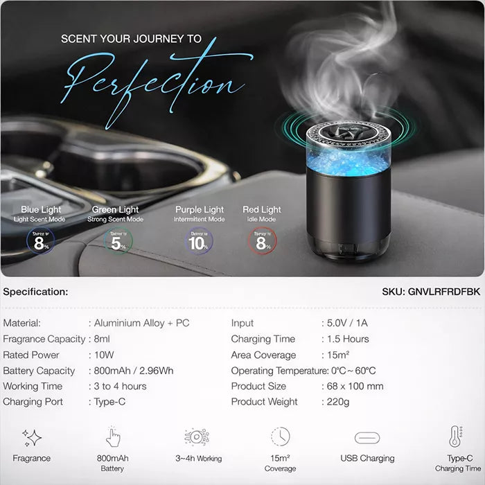 car diffuser with multiple light modes and specs fragrance diffuser Homesouq Qatar