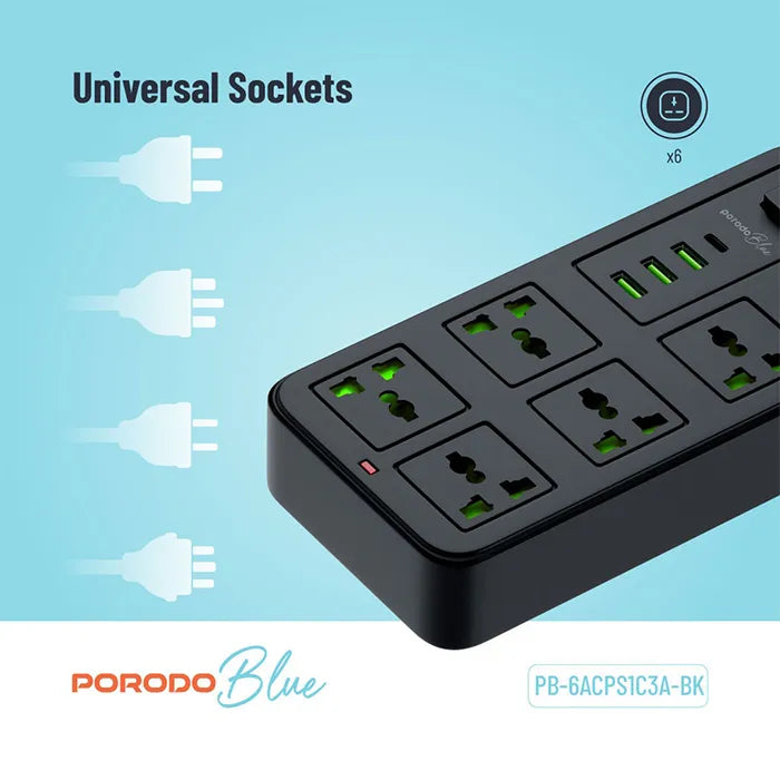 universal socket power strip with multiple plug types supported in Homesouq Qatar
