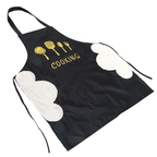 Black multi purpose cooking apron with absorbent side towels on display Qatar