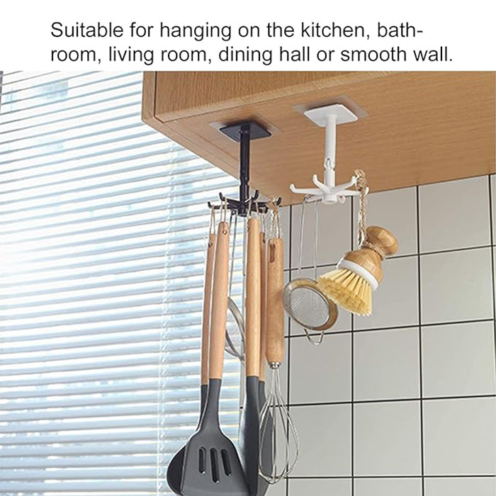 Multi-Function Home Wall-Mounted Storage Hooks 360 Degree Rotating 4 Hooks Kitchen, suitable for hanging