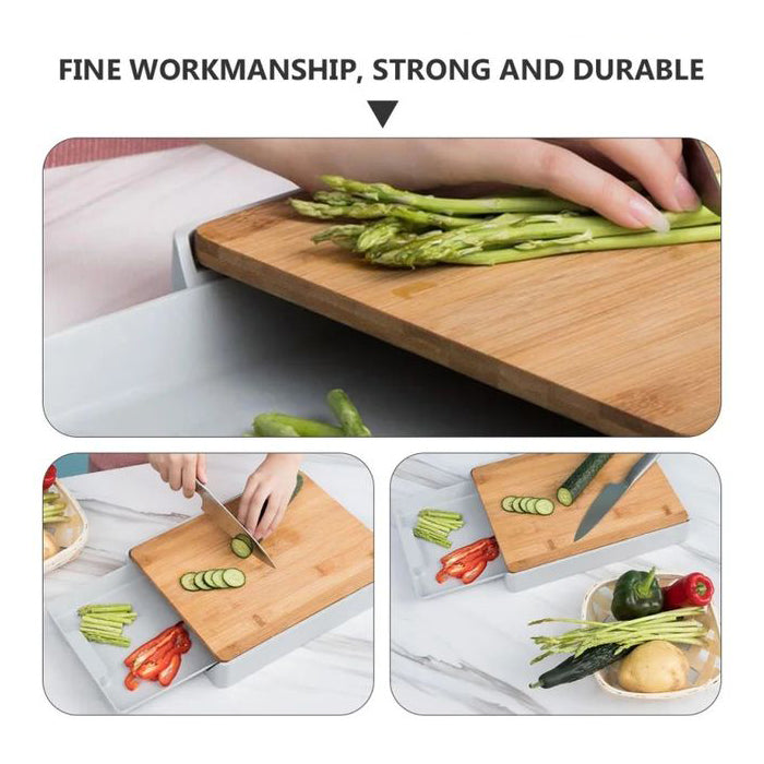 Multifunctional Bamboo Cutting Board Drawer Type Chopping Board Kitchen Tool time saver