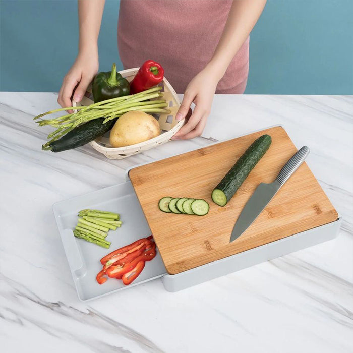 Multifunctional Bamboo Cutting Board Drawer Type Chopping Board Kitchen Tool strong and durable