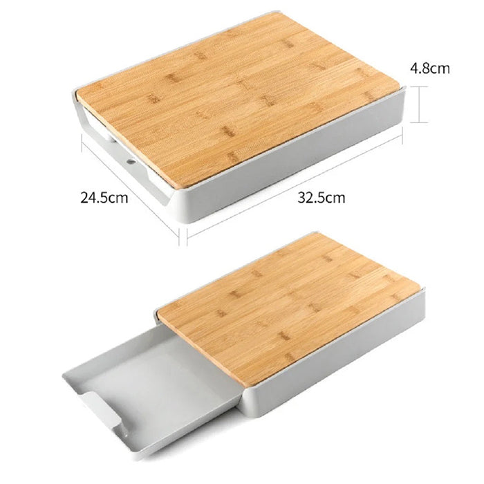 Multifunctional Bamboo Cutting Board Drawer Type Chopping Board Kitchen Tool dimensions