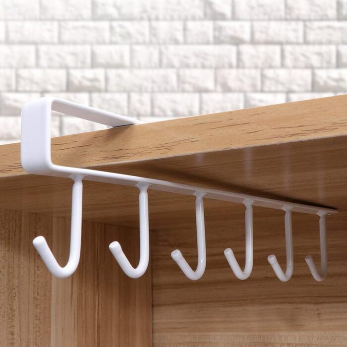 Multifunctional 6 Stainless Steel Door Organizer, Hook Hanger Mug Cup Holder Rack Organizer 
