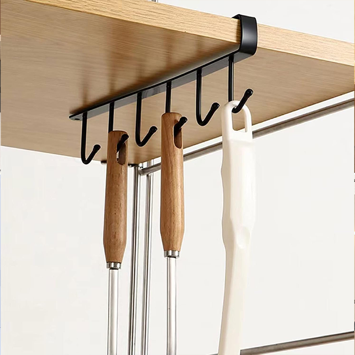 Multifunctional 6 Stainless Steel Door Organizer, Hook Hanger Mug Cup Holder Rack Organizer Versatile storage