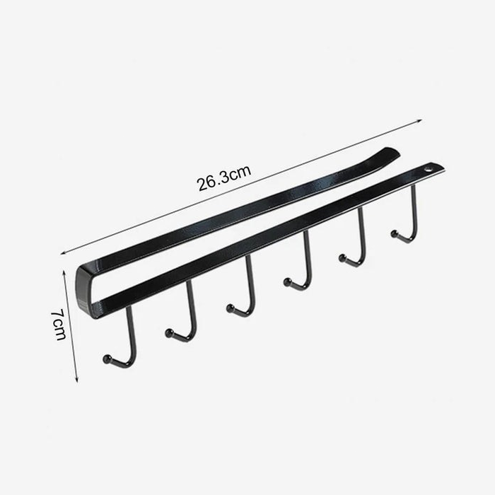 Multifunctional 6 Stainless Steel Door Organizer, Hook Hanger Mug Cup Holder Rack Organizer dimensions