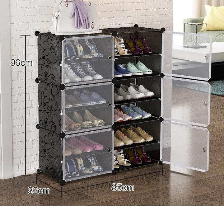 Multilayer Shoe Rack_Dustproof_Shoes_Cabinet_with_Doors_Dimension