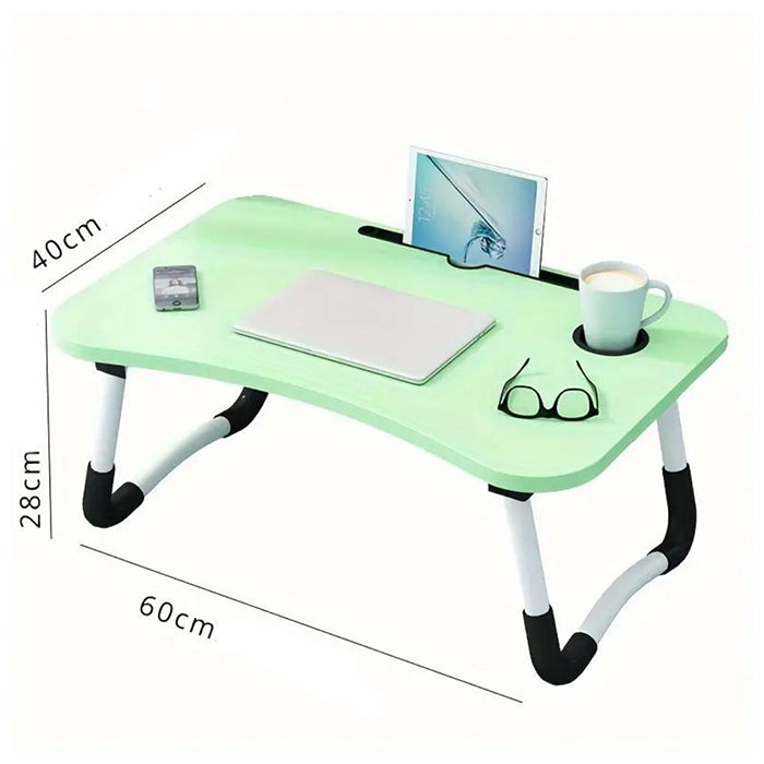 Multipurpose Foldable Laptop Table with Cup Holder Each Study Table, Bed Table, Foldable and Portable Wooden, Writing Desk for Office, Home, School dimensions