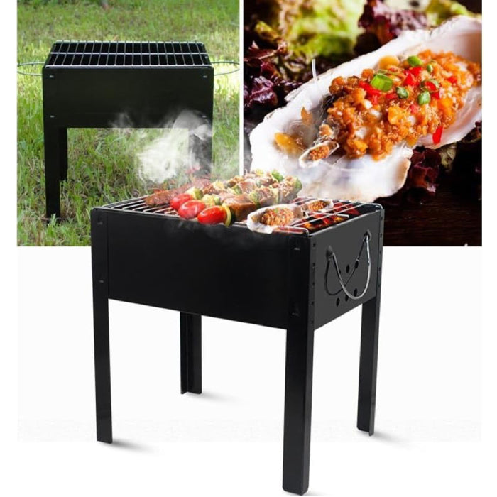 Portable Stainless Steel Folding Charcoal Barbecue Grill for Outdoor Cooking, Camping