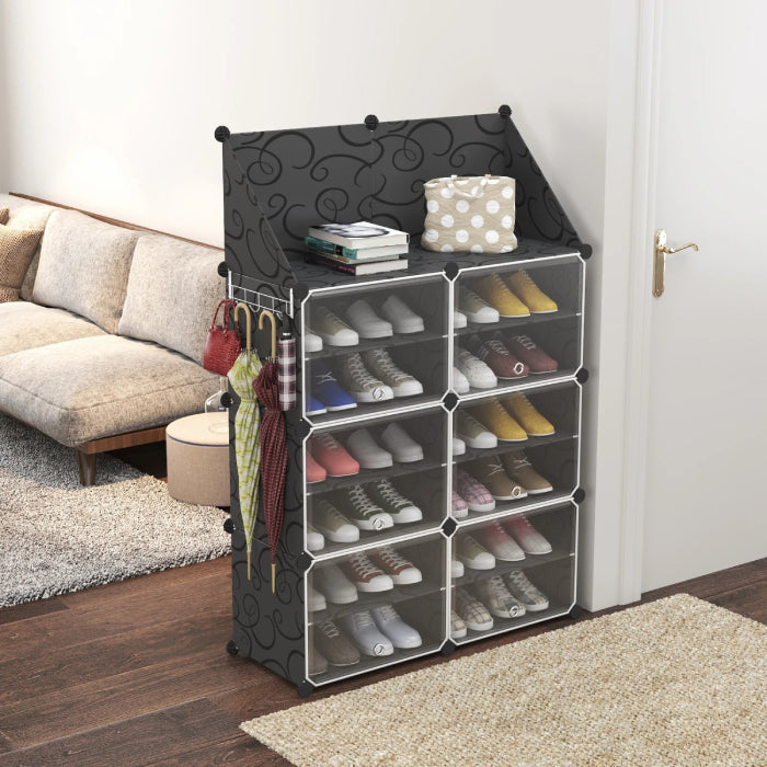 Multi- Layer Plastic Dustproof Shoe Rack With Organizer Shelf