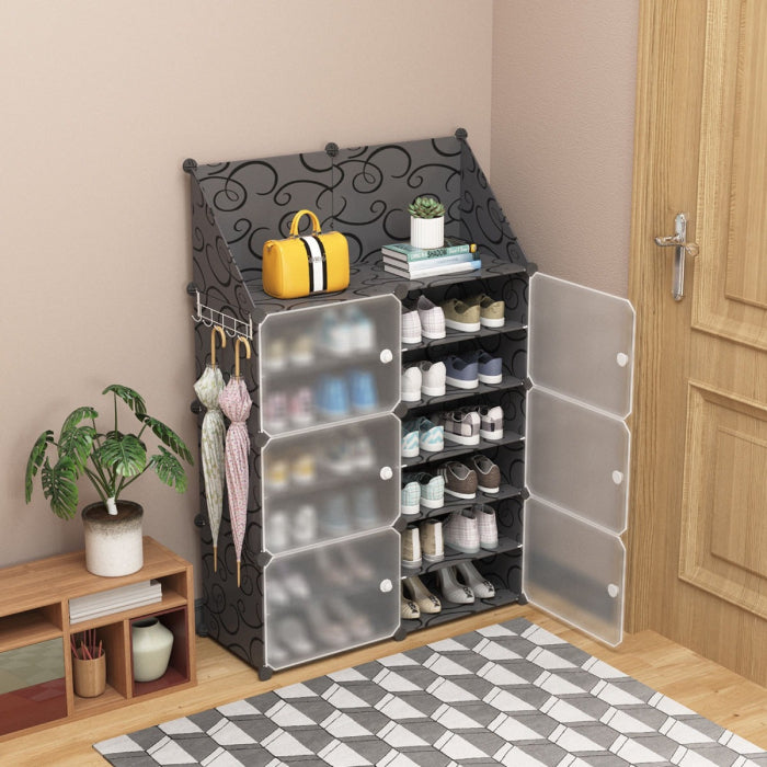 Multi- Layer Plastic Dustproof Shoe Rack With Organizer Shelf