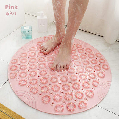 Non Slip Shower Mat Anti Slip Bath Mat with Drain Hole in Middle for Shower Stall, Bathroom Floor pink
