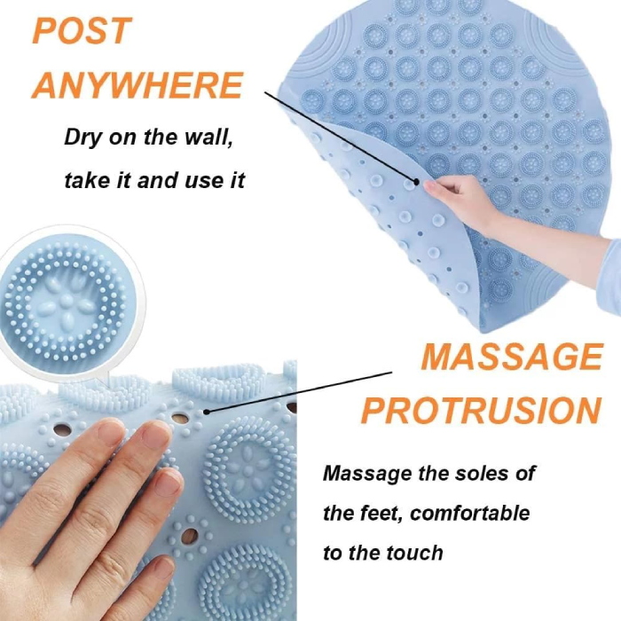 Non Slip Shower Mat Anti Slip Bath Mat with Drain Hole in Middle for Shower Stall, Bathroom Floor post anywhere