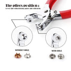 One Press Quick Button Fitter Plier, Stainless Steel Thickened Snap Button Fixer pliers positions