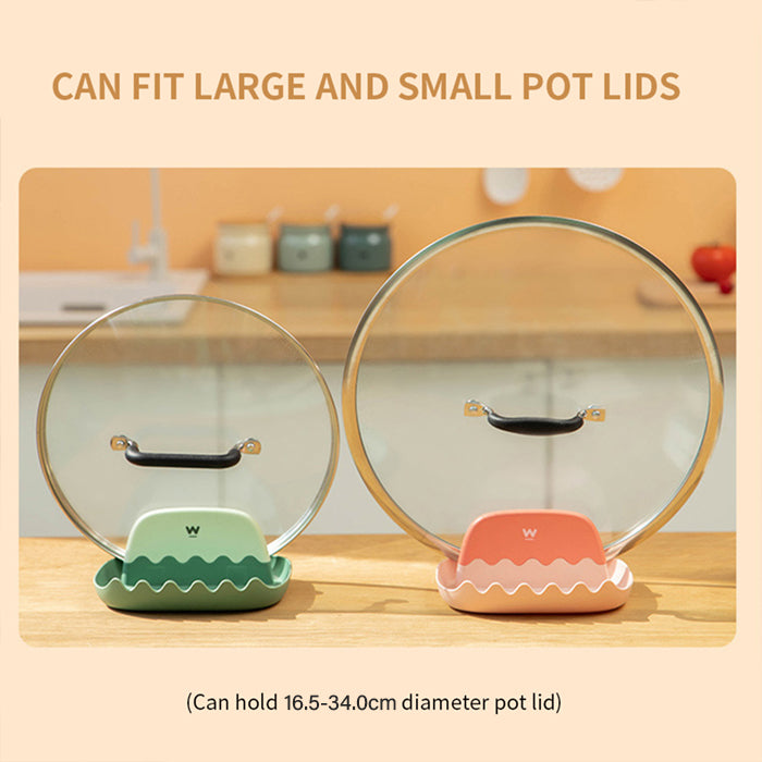 Pan Lid Holder Supports Spoons Pot Cover Rests Spatula Stand For Kitchen Convenience Utensils Tools can fit small and large lids