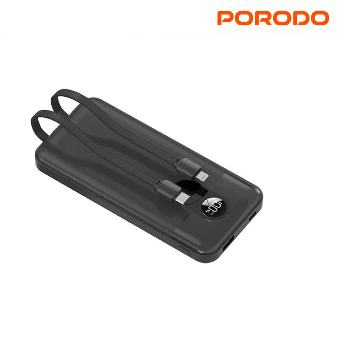  Porodo 10000mAh power bank is compact and practical, with a built-in cable for easy charging