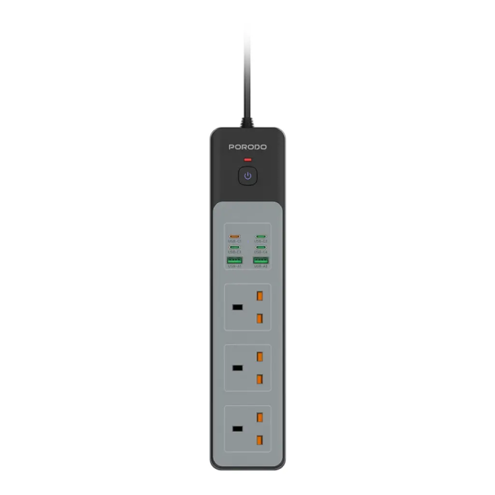  Porodo 3AC 45W 3000W Power Strip offers fast, safe charging with 7 ports