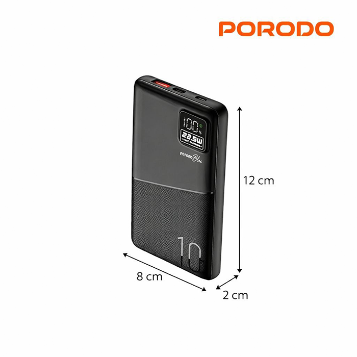 Porodo power bank with power bank usb c output, sleek black 10000 mah power bank for fast charging on the go Qatar