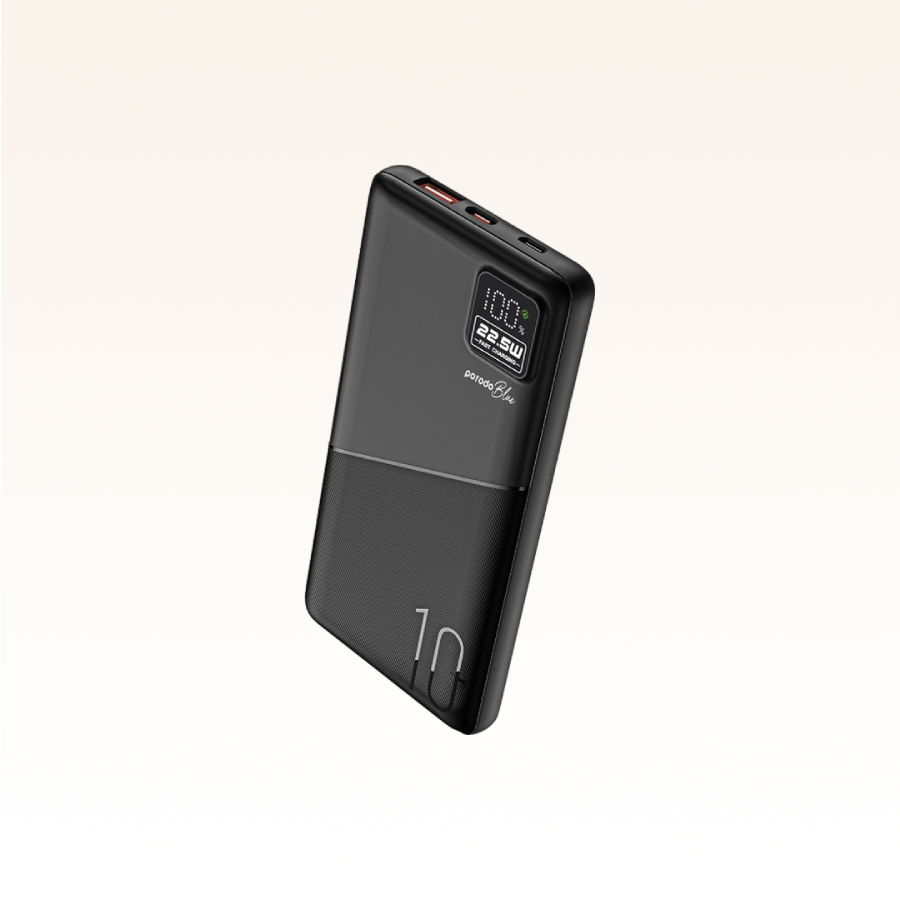Porodo Blue 10000mAh Quick Charge Power Bank USB-A and USB-C Output Black
