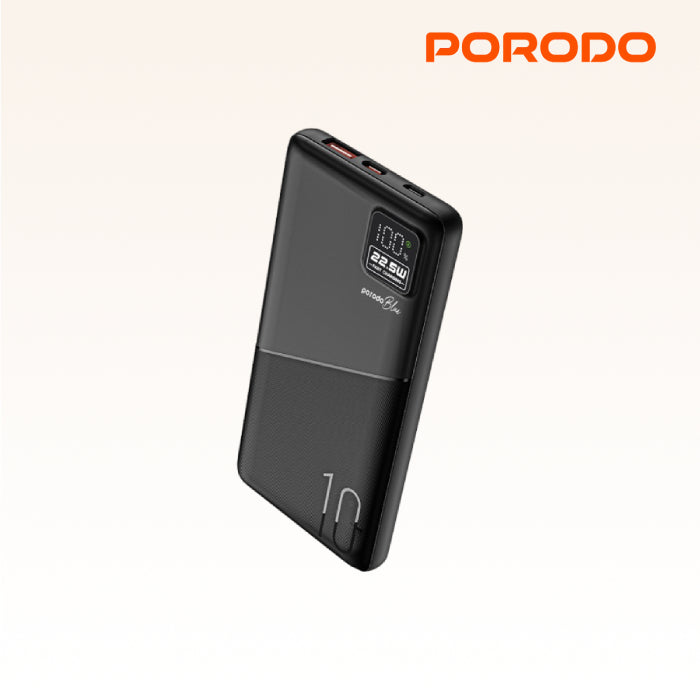 Porodo Blue 10000mAh Slim Power Bank features dual USB-A outputs and quick charge tech
