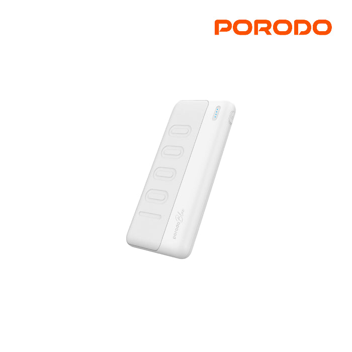 Porodo Blue 10000mAh Slim Power Bank features dual USB-A outputs and quick charge tech White