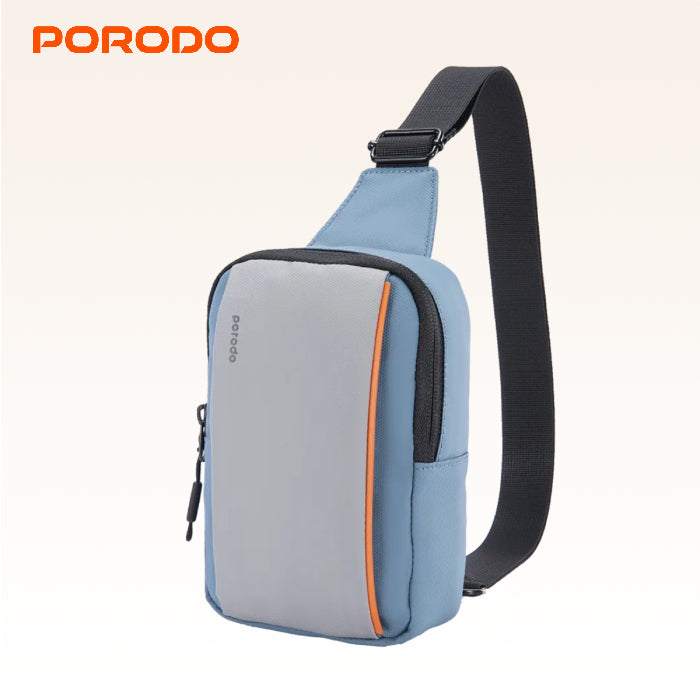 Porodo Cross Body Sling Bag is a stylish, water-resistant, and lightweight travel essential Black/Blue 