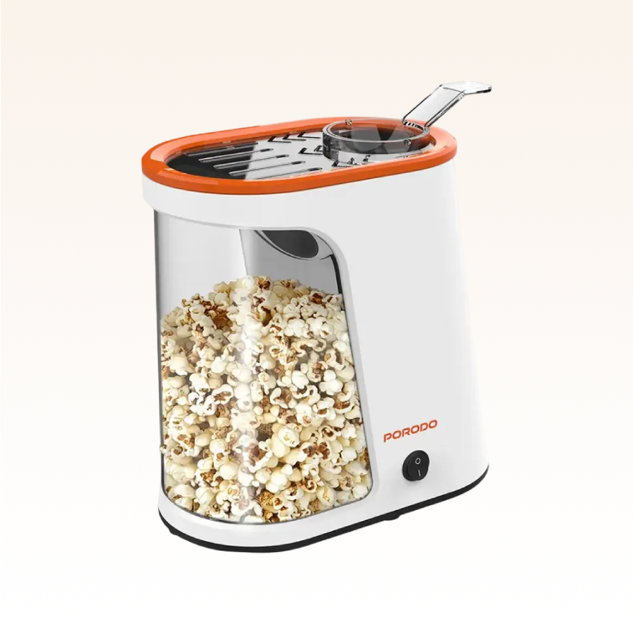 Porodo Lifestyle Air-Popped Popcorn Maker - White/Orange
