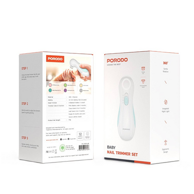 Porodo Lifestyle Baby Bail Trimmer, 360 Gentle Rotation, Integrated Night Light, Ergonomic Design, Storage Box, Silent Operation