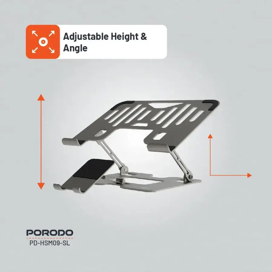 Porodo Smart Folding Stand offers sturdy, ergonomic support for laptops and tablets Adjustable height