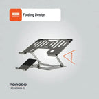 Porodo Smart Folding Stand offers sturdy, ergonomic support for laptops and tablets  slip-resistant grip