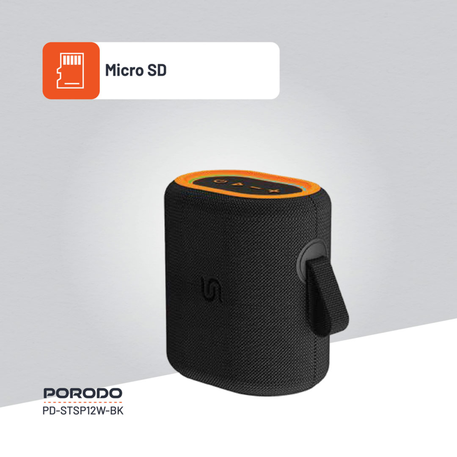 Porodo Soundtec Rave Speaker delivers powerful sound with a 12W output, 8-hour playtime Micro SD