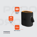 Porodo Soundtec Rave Speaker delivers powerful sound with a 12W output, 8-hour playtime Powerful Battery (12000mAh)
