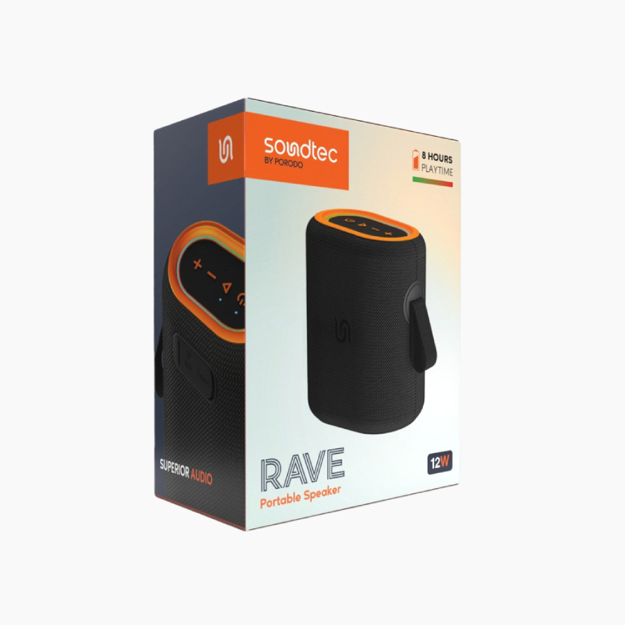 Porodo Soundtec Rave Speaker delivers powerful sound with a 12W output, 8-hour playtime RGB