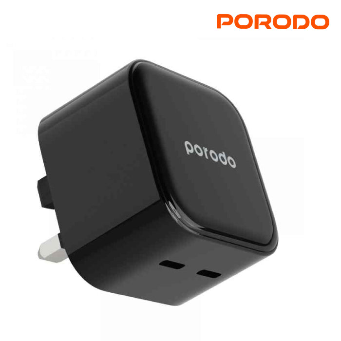 Porodo Super-Fast Wall Charger offers dual USB-C ports with up to 35W combined output
