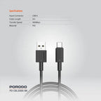 Porodo USB-A to USB-C Cable offers fast charging, 480Mbps transfer speed, and a durable 