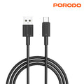 Porodo USB-A to USB-C Cable offers fast charging, 480Mbps transfer speed, and a durable Black