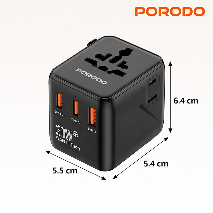 GaN quick charger Porodo charger universal quick charger, compact fast-charging adapter for phones and tablets Qatar