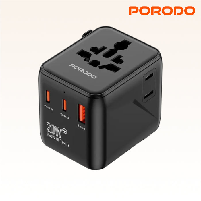 Porodo Universal Travel GaN Quick Charger - Black
