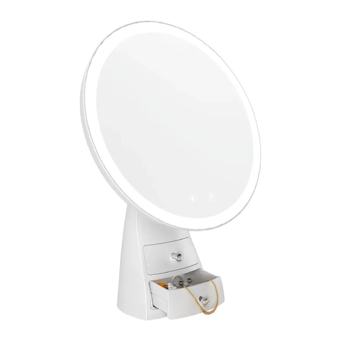 Porodo Vanity Makeup LED Illuminated Mirror with Built-in Dual Storage Drawer