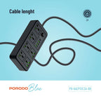 porodo power strip with long cable length 3 meter flexible design for home use Homesouq Qatar
