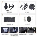Portable Travel Inflatable Car Bed - Foldable Mattress with Pillows, Head Guard and Pump all parts